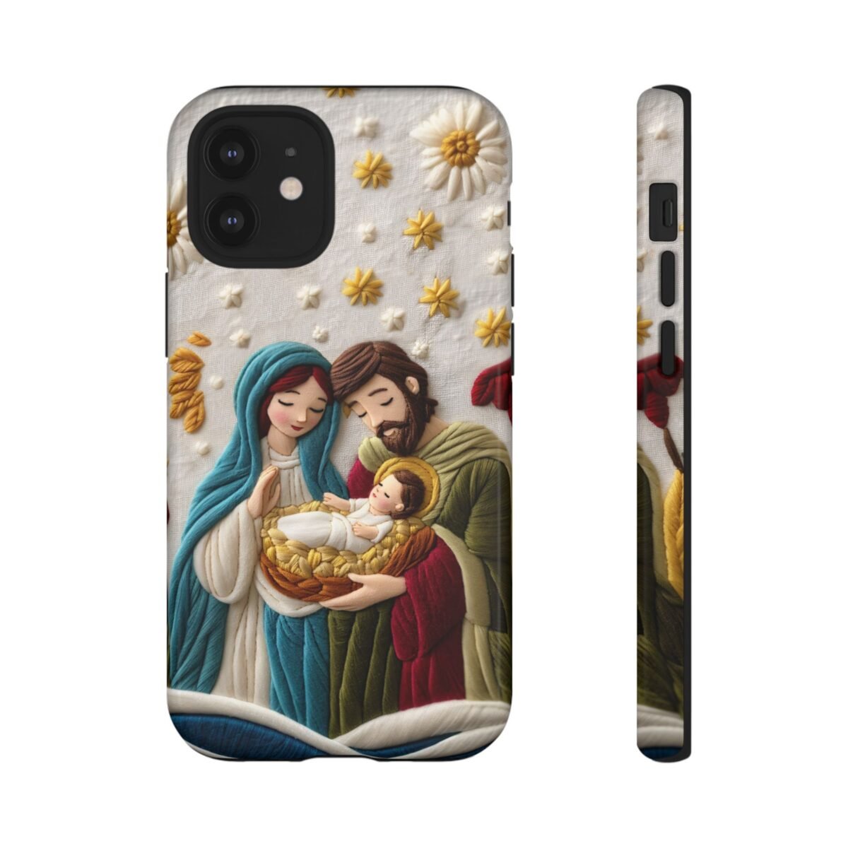 Nativity Embroidered Effect Phone Case Christmas Phone Casing iPhone Samsung Galaxy Google Pixel Phone Cover Faith Jesus Mary and Joseph