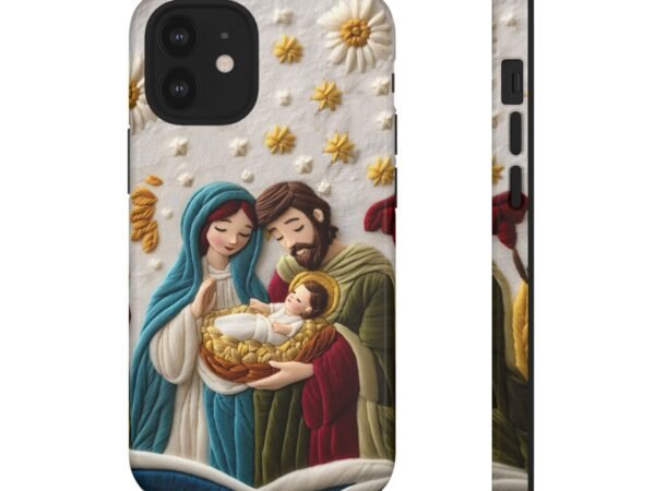 Nativity Embroidered Effect Phone Case Christmas Phone Casing iPhone Samsung Galaxy Google Pixel Phone Cover Faith Jesus Mary and Joseph