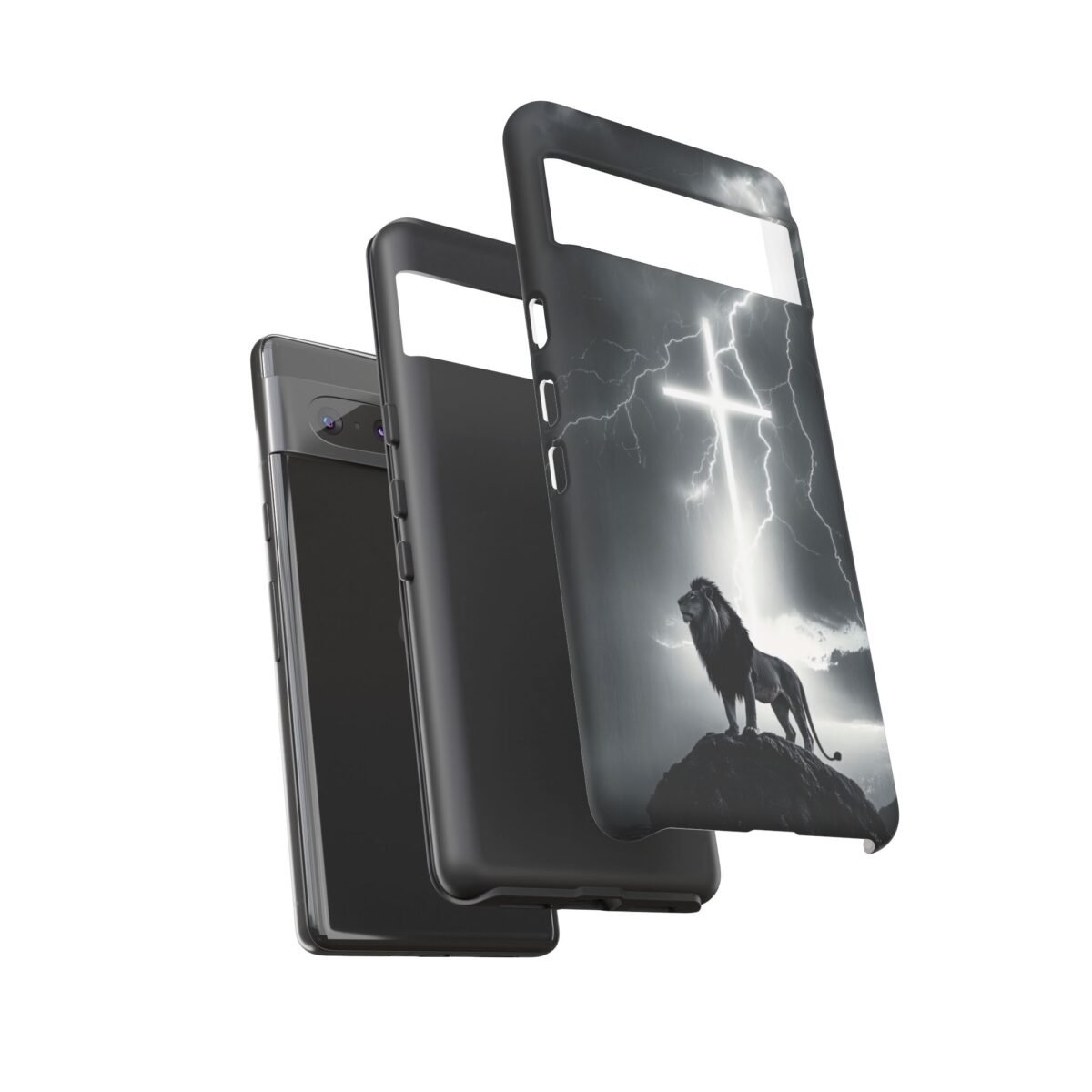 Lion and the Cross Christian Phone Case iPhone Samsung Galaxy Google Pixel Faith in Jesus God Phone Cover Christian Inspired Gift Phone Case