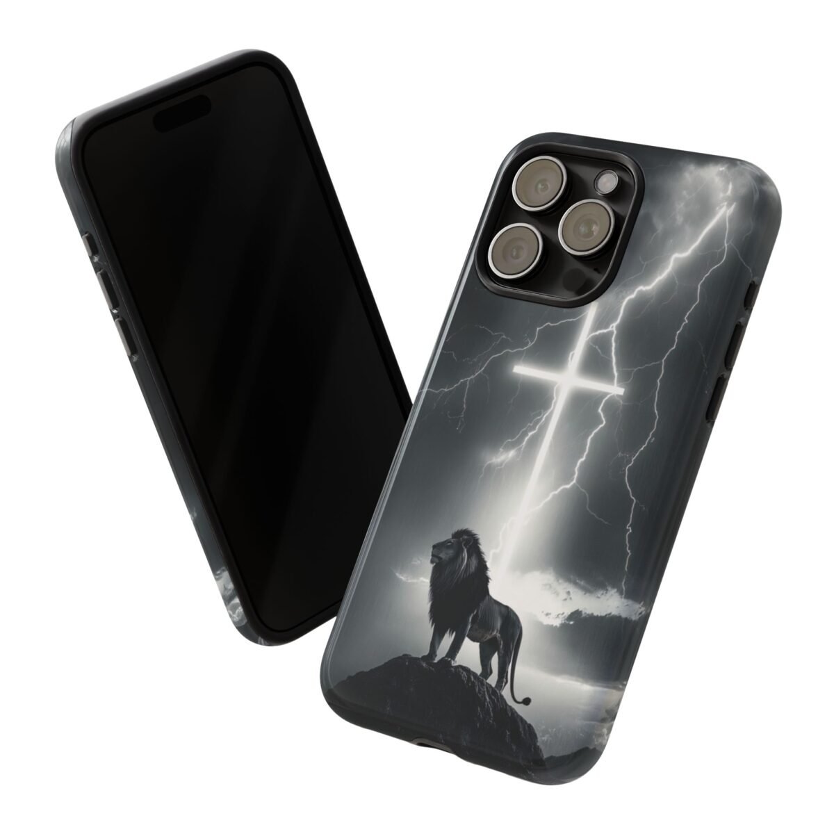 Lion and the Cross Christian Phone Case iPhone Samsung Galaxy Google Pixel Faith in Jesus God Phone Cover Christian Inspired Gift Phone Case