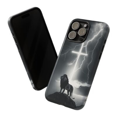 Lion and the Cross Christian Phone Case iPhone Samsung Galaxy Google Pixel Faith in Jesus God Phone Cover Christian Inspired Gift Phone Case
