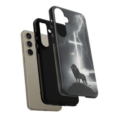 Lion and the Cross Christian Phone Case iPhone Samsung Galaxy Google Pixel Faith in Jesus God Phone Cover Christian Inspired Gift Phone Case