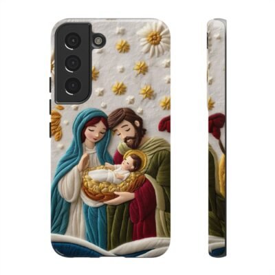 Nativity Embroidered Effect Phone Case Christmas Phone Casing iPhone Samsung Galaxy Google Pixel Phone Cover Faith Jesus Mary and Joseph