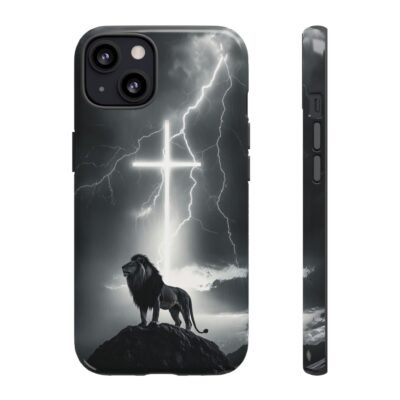 Lion and the Cross Christian Phone Case iPhone Samsung Galaxy Google Pixel Faith in Jesus God Phone Cover Christian Inspired Gift Phone Case