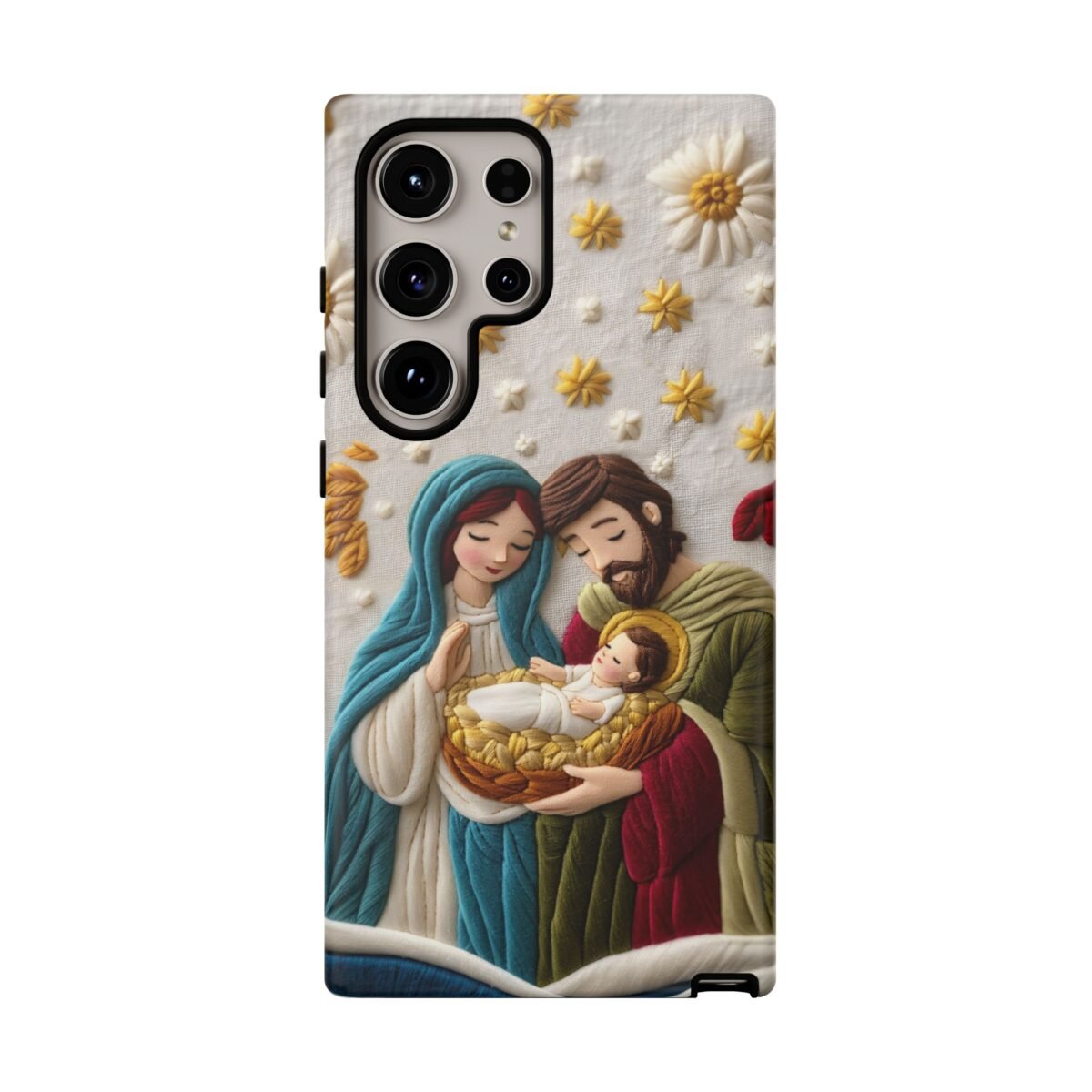 Nativity Embroidered Effect Phone Case Christmas Phone Casing iPhone Samsung Galaxy Google Pixel Phone Cover Faith Jesus Mary and Joseph