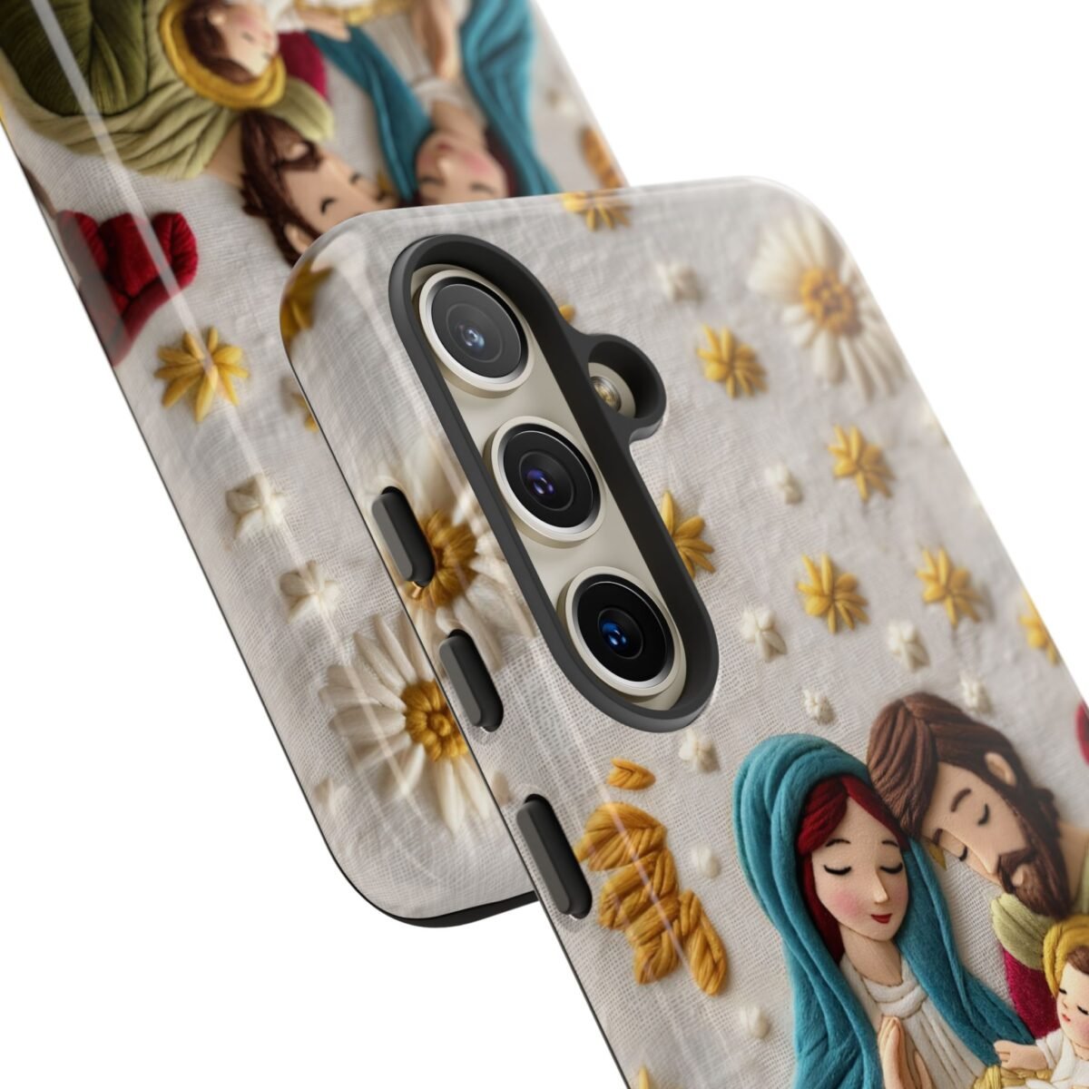Nativity Embroidered Effect Phone Case Christmas Phone Casing iPhone Samsung Galaxy Google Pixel Phone Cover Faith Jesus Mary and Joseph