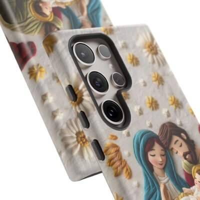 Nativity Embroidered Effect Phone Case Christmas Phone Casing iPhone Samsung Galaxy Google Pixel Phone Cover Faith Jesus Mary and Joseph