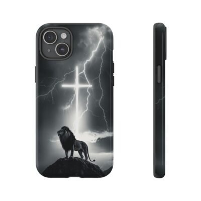 Lion and the Cross Christian Phone Case iPhone Samsung Galaxy Google Pixel Faith in Jesus God Phone Cover Christian Inspired Gift Phone Case