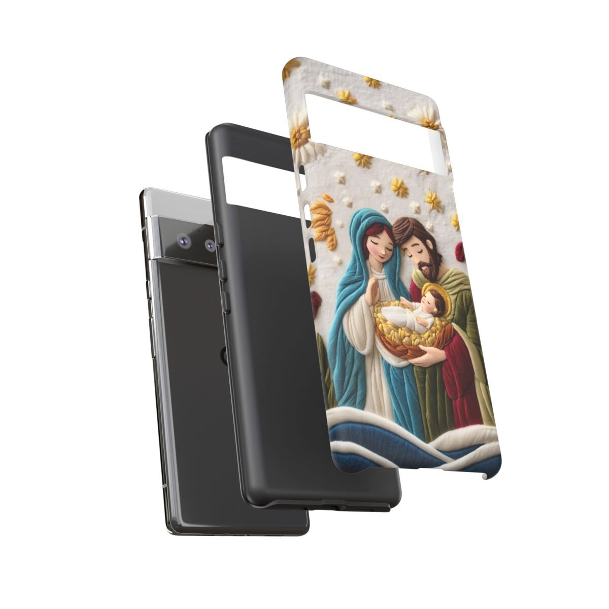 Nativity Embroidered Effect Phone Case Christmas Phone Casing iPhone Samsung Galaxy Google Pixel Phone Cover Faith Jesus Mary and Joseph