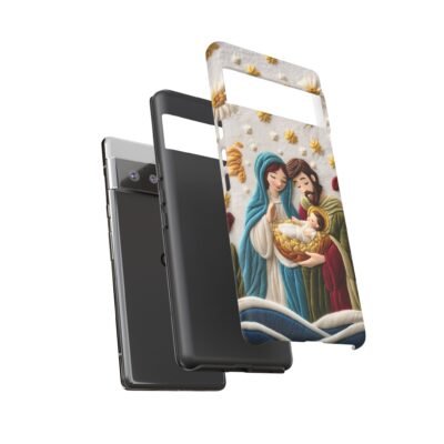 Nativity Embroidered Effect Phone Case Christmas Phone Casing iPhone Samsung Galaxy Google Pixel Phone Cover Faith Jesus Mary and Joseph