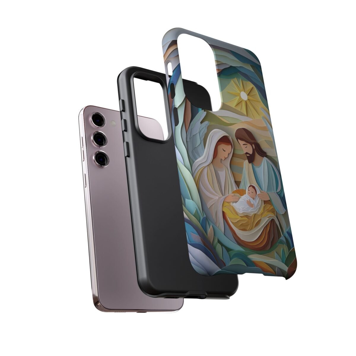 Nativity Phone Case Christian Phone Case Paper Cut 3D Effect Christmas Phone Casing iPhone Samsung Galaxy Google Pixel Faith Phone Cover