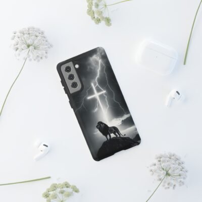 Lion and the Cross Christian Phone Case iPhone Samsung Galaxy Google Pixel Faith in Jesus God Phone Cover Christian Inspired Gift Phone Case
