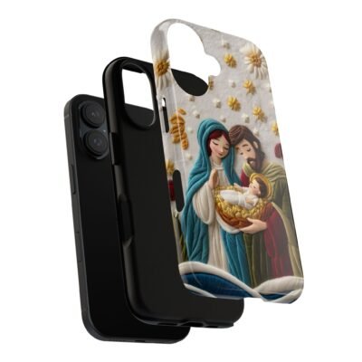 Nativity Embroidered Effect Phone Case Christmas Phone Casing iPhone Samsung Galaxy Google Pixel Phone Cover Faith Jesus Mary and Joseph