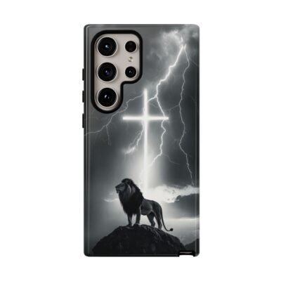 Lion and the Cross Christian Phone Case iPhone Samsung Galaxy Google Pixel Faith in Jesus God Phone Cover Christian Inspired Gift Phone Case