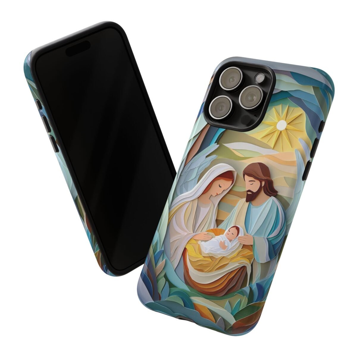 Nativity Phone Case Christian Phone Case Paper Cut 3D Effect Christmas Phone Casing iPhone Samsung Galaxy Google Pixel Faith Phone Cover