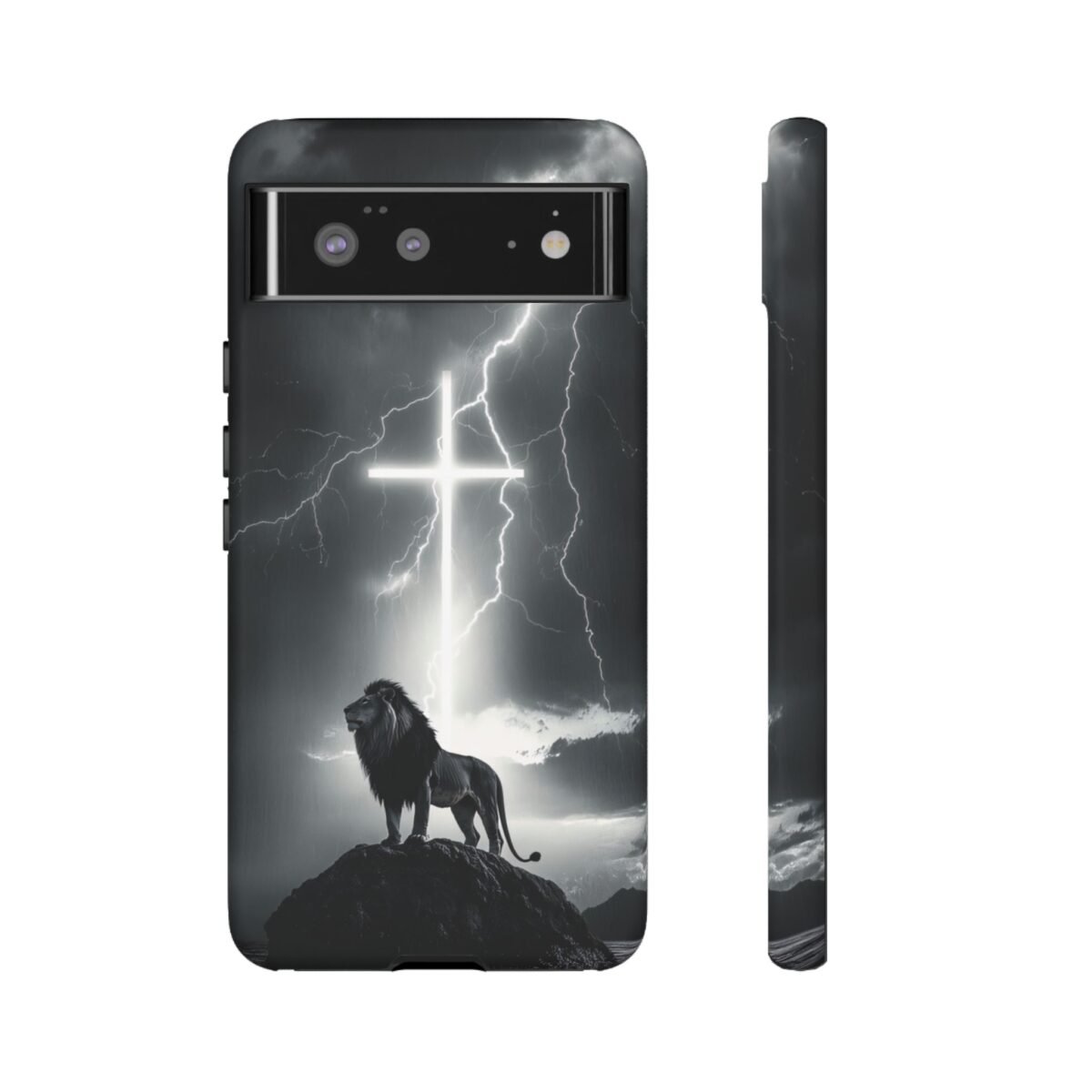 Lion and the Cross Christian Phone Case iPhone Samsung Galaxy Google Pixel Faith in Jesus God Phone Cover Christian Inspired Gift Phone Case