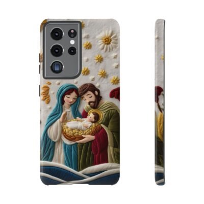 Nativity Embroidered Effect Phone Case Christmas Phone Casing iPhone Samsung Galaxy Google Pixel Phone Cover Faith Jesus Mary and Joseph