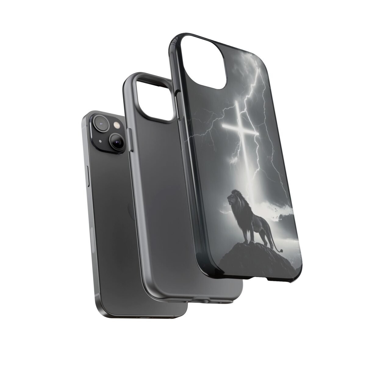 Lion and the Cross Christian Phone Case iPhone Samsung Galaxy Google Pixel Faith in Jesus God Phone Cover Christian Inspired Gift Phone Case