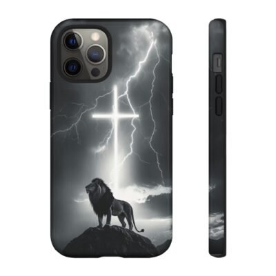 Lion and the Cross Christian Phone Case iPhone Samsung Galaxy Google Pixel Faith in Jesus God Phone Cover Christian Inspired Gift Phone Case