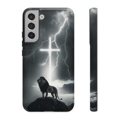 Lion and the Cross Christian Phone Case iPhone Samsung Galaxy Google Pixel Faith in Jesus God Phone Cover Christian Inspired Gift Phone Case