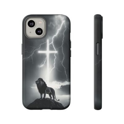 Lion and the Cross Christian Phone Case iPhone Samsung Galaxy Google Pixel Faith in Jesus God Phone Cover Christian Inspired Gift Phone Case