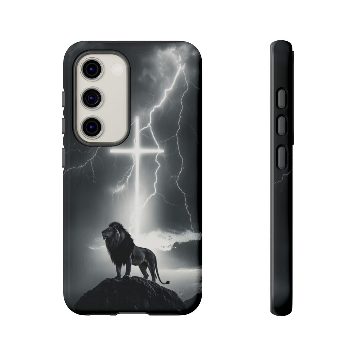 Lion and the Cross Christian Phone Case iPhone Samsung Galaxy Google Pixel Faith in Jesus God Phone Cover Christian Inspired Gift Phone Case