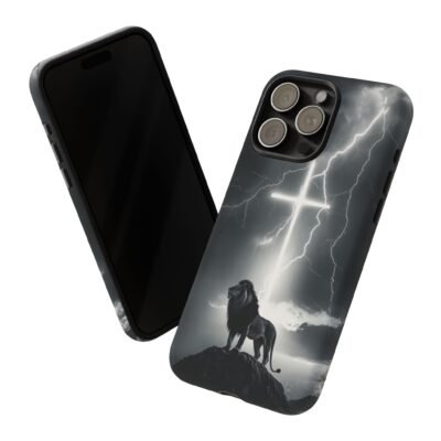 Lion and the Cross Christian Phone Case iPhone Samsung Galaxy Google Pixel Faith in Jesus God Phone Cover Christian Inspired Gift Phone Case