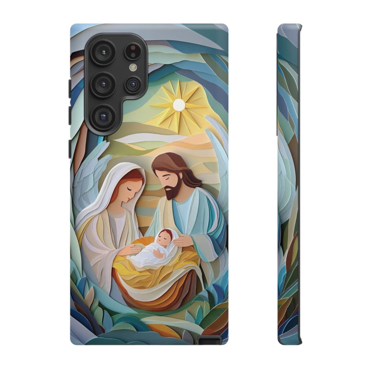 Nativity Phone Case Christian Phone Case Paper Cut 3D Effect Christmas Phone Casing iPhone Samsung Galaxy Google Pixel Faith Phone Cover