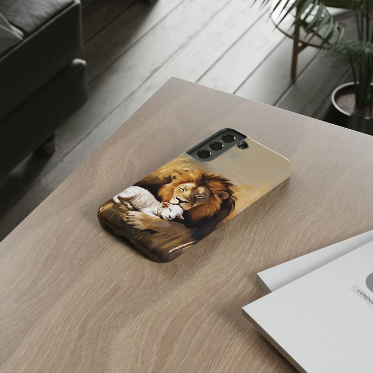 Lion and the Lamb Christian Phone Case iPhone Samsung Galaxy Google Pixel Faith in Jesus God Phone Cover Christian Inspired Gift Phone Case