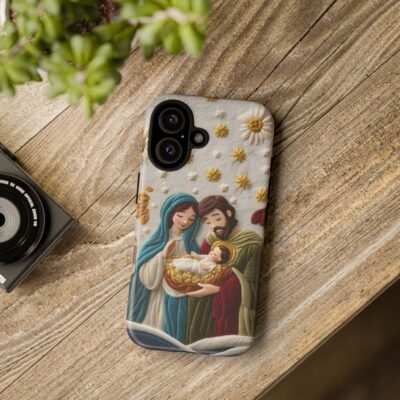Nativity Embroidered Effect Phone Case Christmas Phone Casing iPhone Samsung Galaxy Google Pixel Phone Cover Faith Jesus Mary and Joseph