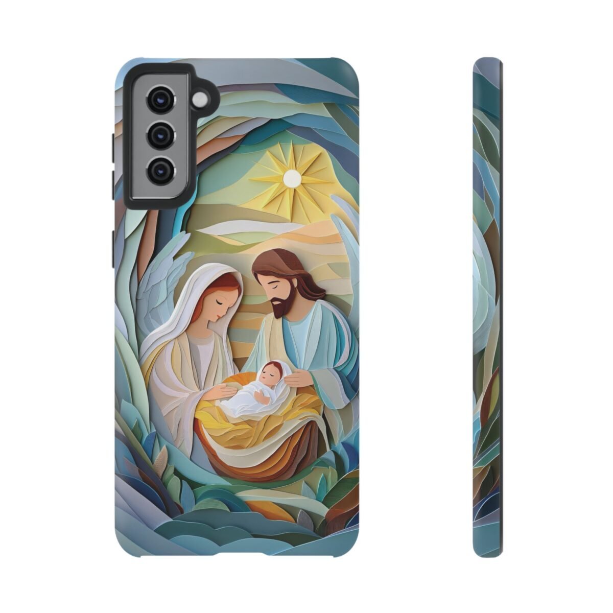 Nativity Phone Case Christian Phone Case Paper Cut 3D Effect Christmas Phone Casing iPhone Samsung Galaxy Google Pixel Faith Phone Cover
