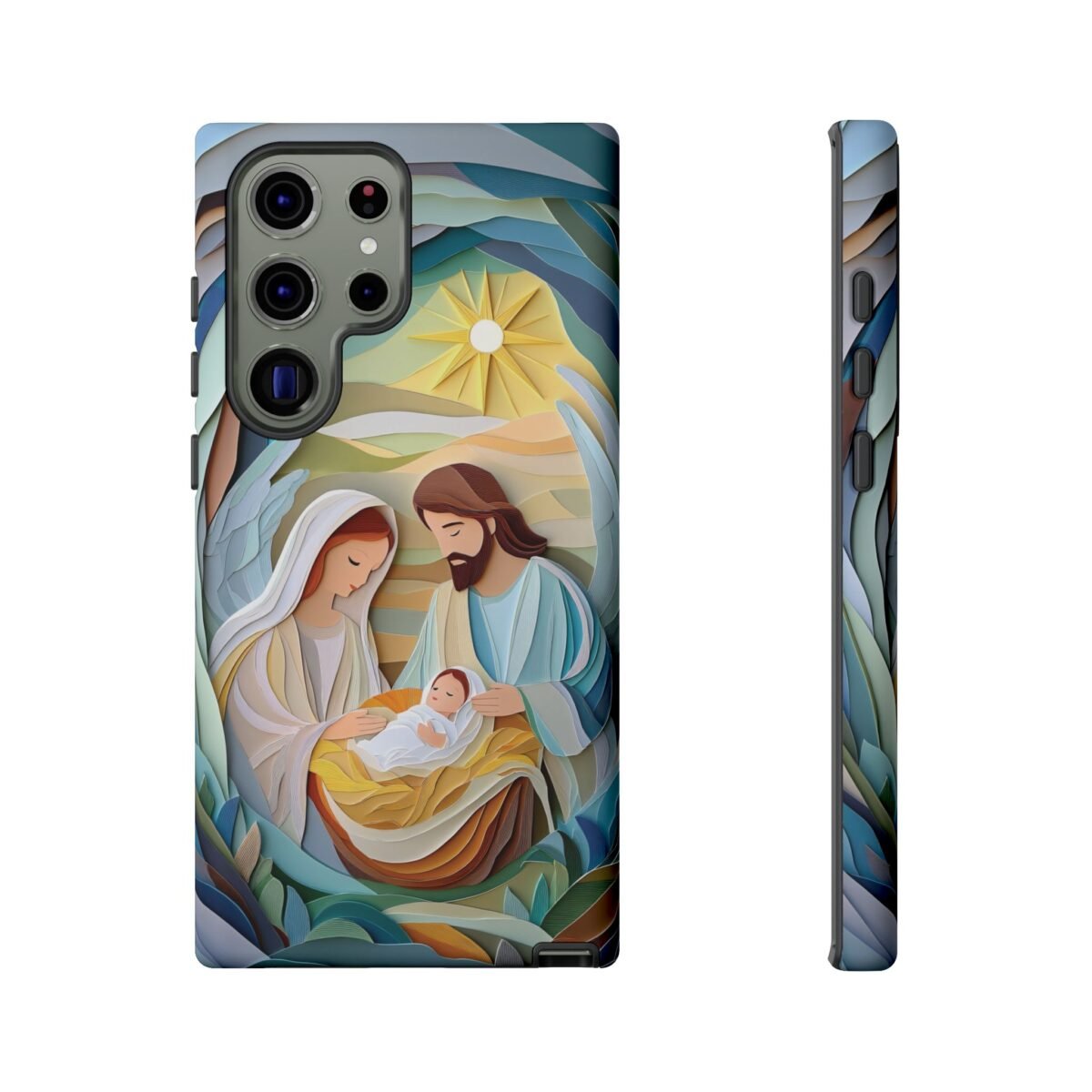 Nativity Phone Case Christian Phone Case Paper Cut 3D Effect Christmas Phone Casing iPhone Samsung Galaxy Google Pixel Faith Phone Cover