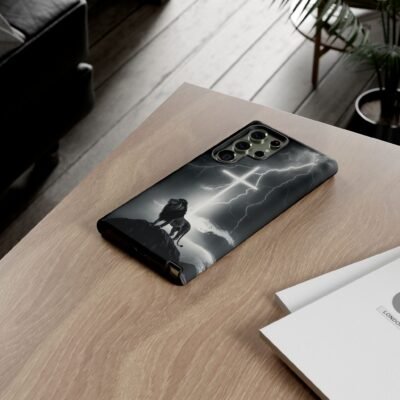 Lion and the Cross Christian Phone Case iPhone Samsung Galaxy Google Pixel Faith in Jesus God Phone Cover Christian Inspired Gift Phone Case
