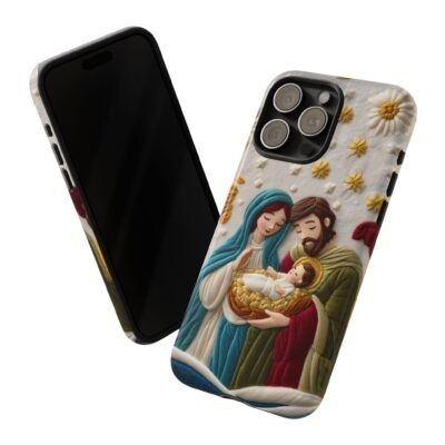 Nativity Embroidered Effect Phone Case Christmas Phone Casing iPhone Samsung Galaxy Google Pixel Phone Cover Faith Jesus Mary and Joseph