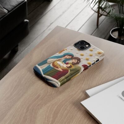 Nativity Embroidered Effect Phone Case Christmas Phone Casing iPhone Samsung Galaxy Google Pixel Phone Cover Faith Jesus Mary and Joseph