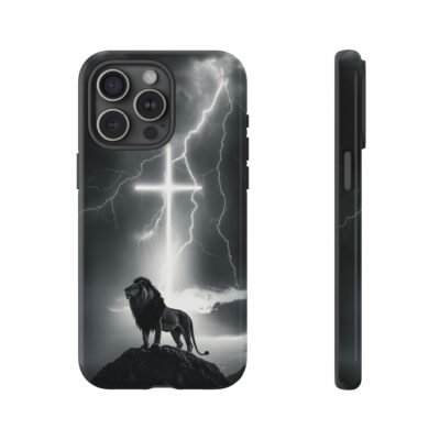 Lion and the Cross Christian Phone Case iPhone Samsung Galaxy Google Pixel Faith in Jesus God Phone Cover Christian Inspired Gift Phone Case