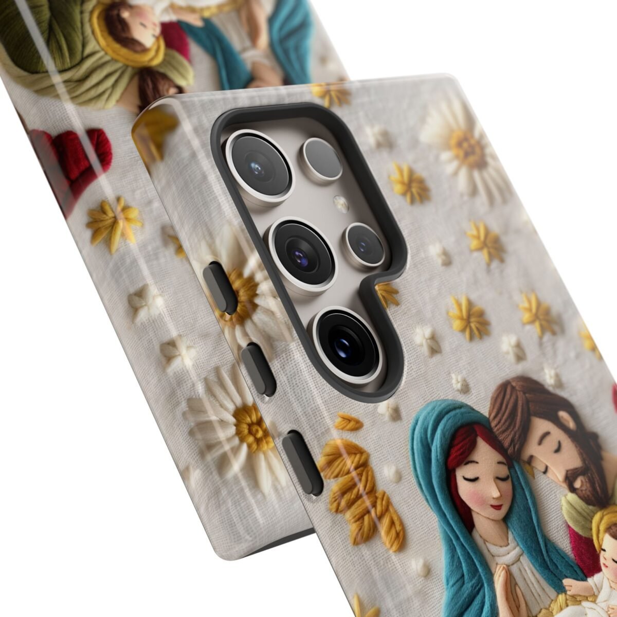Nativity Embroidered Effect Phone Case Christmas Phone Casing iPhone Samsung Galaxy Google Pixel Phone Cover Faith Jesus Mary and Joseph