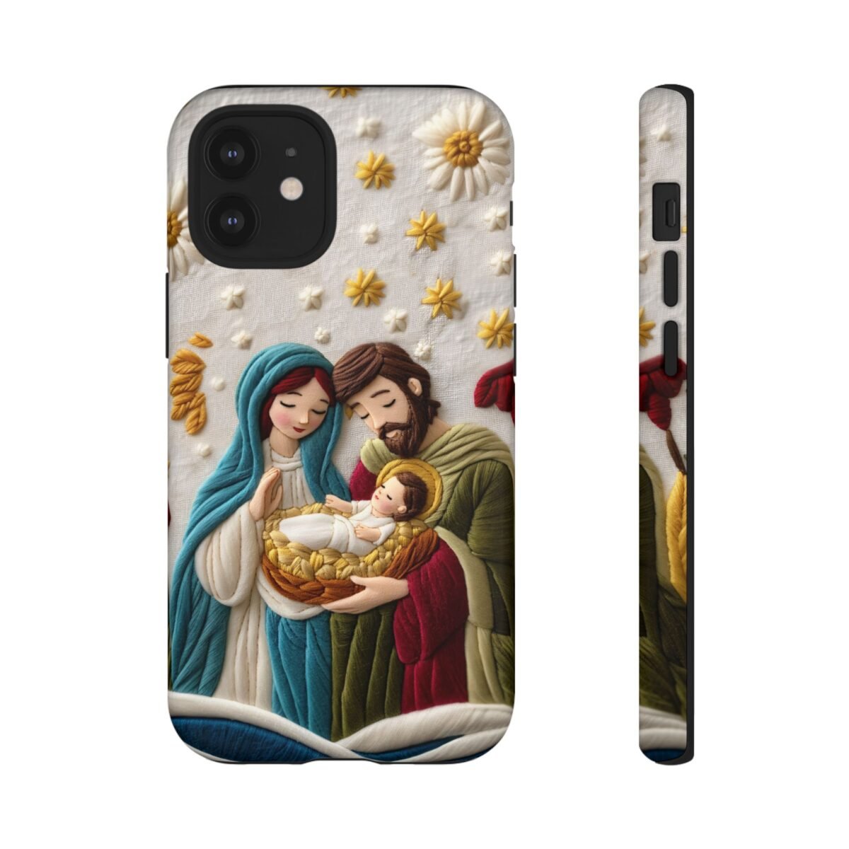 Nativity Embroidered Effect Phone Case Christmas Phone Casing iPhone Samsung Galaxy Google Pixel Phone Cover Faith Jesus Mary and Joseph