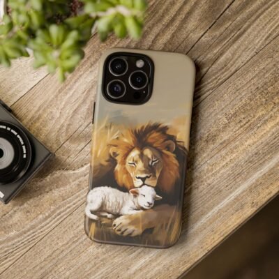 Lion and the Lamb Christian Phone Case iPhone Samsung Galaxy Google Pixel Faith in Jesus God Phone Cover Christian Inspired Gift Phone Case