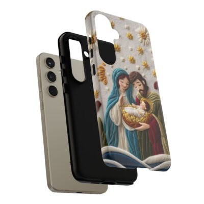 Nativity Embroidered Effect Phone Case Christmas Phone Casing iPhone Samsung Galaxy Google Pixel Phone Cover Faith Jesus Mary and Joseph