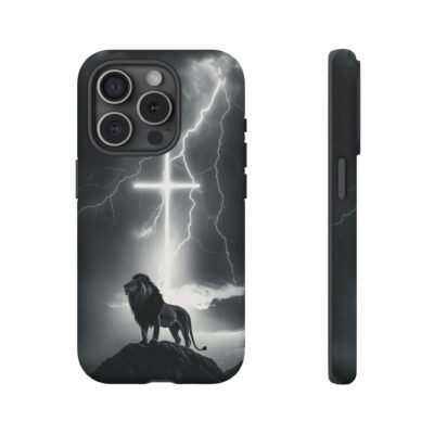 Lion and the Cross Christian Phone Case iPhone Samsung Galaxy Google Pixel Faith in Jesus God Phone Cover Christian Inspired Gift Phone Case