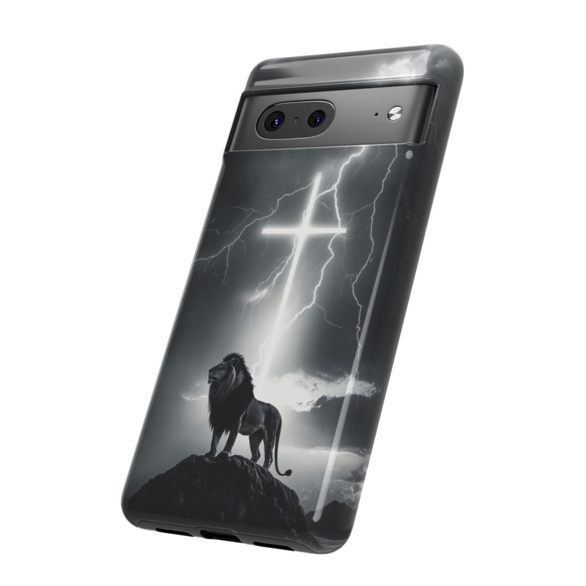 Lion and the Cross Christian Phone Case iPhone Samsung Galaxy Google Pixel Faith in Jesus God Phone Cover Christian Inspired Gift Phone Case