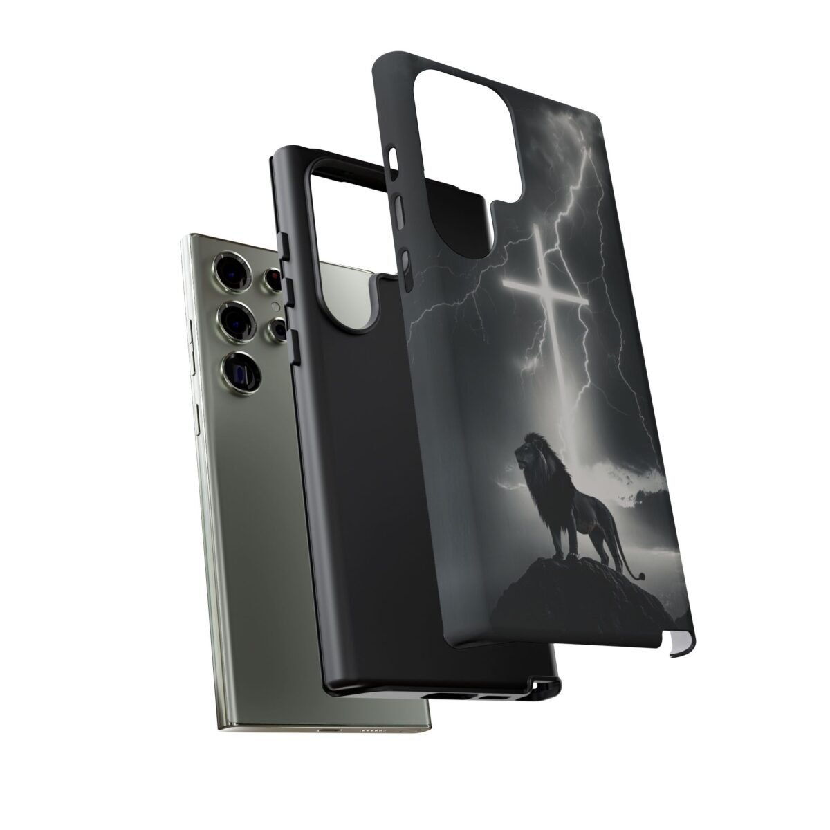 Lion and the Cross Christian Phone Case iPhone Samsung Galaxy Google Pixel Faith in Jesus God Phone Cover Christian Inspired Gift Phone Case