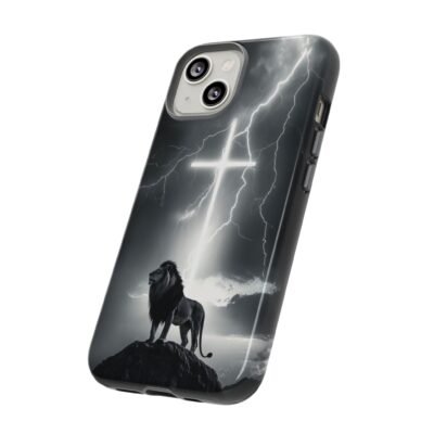 Lion and the Cross Christian Phone Case iPhone Samsung Galaxy Google Pixel Faith in Jesus God Phone Cover Christian Inspired Gift Phone Case
