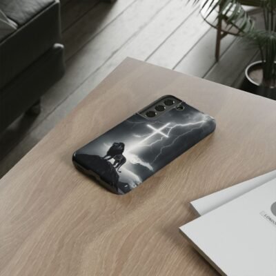 Lion and the Cross Christian Phone Case iPhone Samsung Galaxy Google Pixel Faith in Jesus God Phone Cover Christian Inspired Gift Phone Case