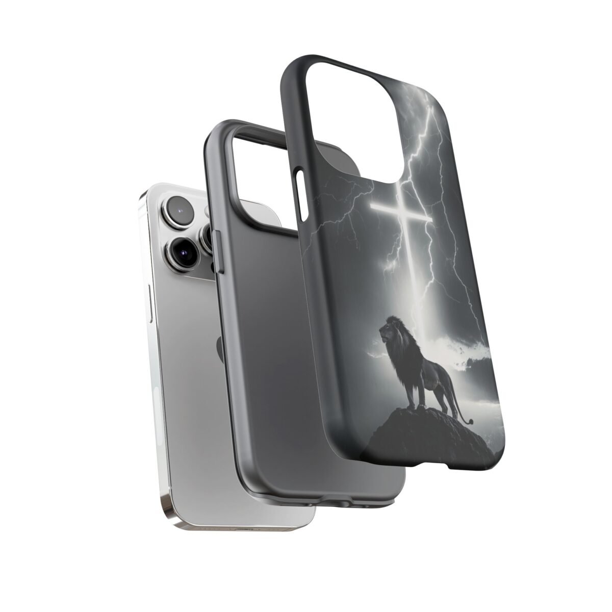 Lion and the Cross Christian Phone Case iPhone Samsung Galaxy Google Pixel Faith in Jesus God Phone Cover Christian Inspired Gift Phone Case