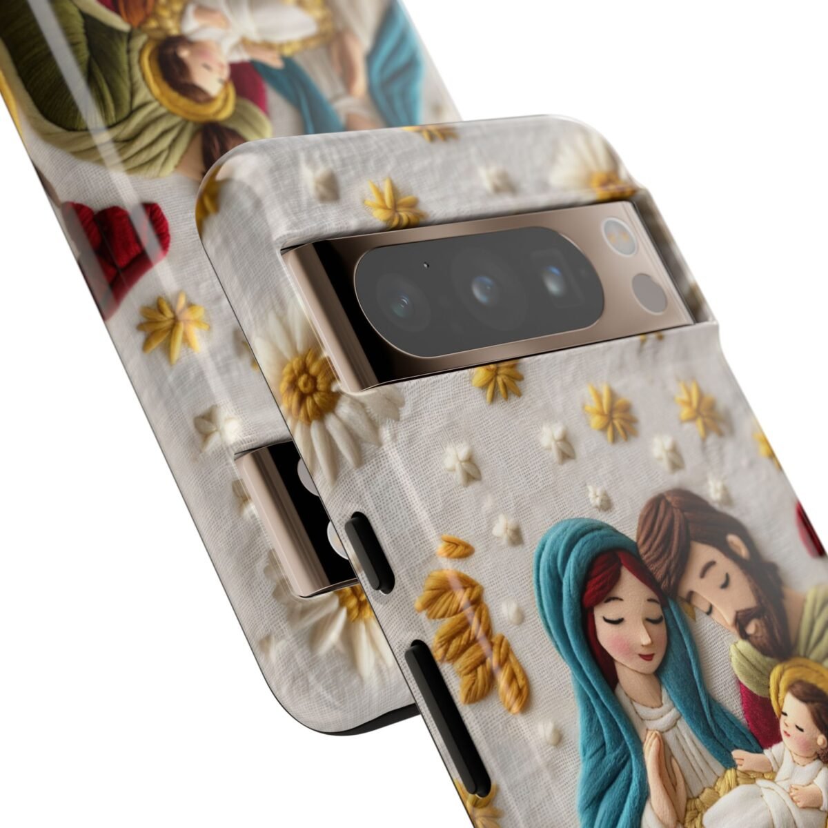 Nativity Embroidered Effect Phone Case Christmas Phone Casing iPhone Samsung Galaxy Google Pixel Phone Cover Faith Jesus Mary and Joseph
