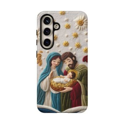 Nativity Embroidered Effect Phone Case Christmas Phone Casing iPhone Samsung Galaxy Google Pixel Phone Cover Faith Jesus Mary and Joseph