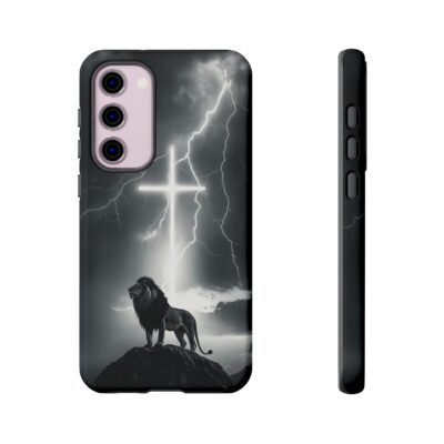 Lion and the Cross Christian Phone Case iPhone Samsung Galaxy Google Pixel Faith in Jesus God Phone Cover Christian Inspired Gift Phone Case