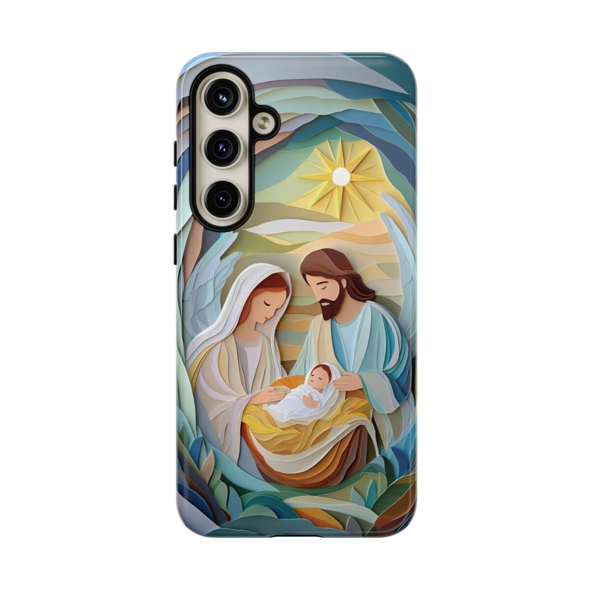 Nativity Phone Case Christian Phone Case Paper Cut 3D Effect Christmas Phone Casing iPhone Samsung Galaxy Google Pixel Faith Phone Cover